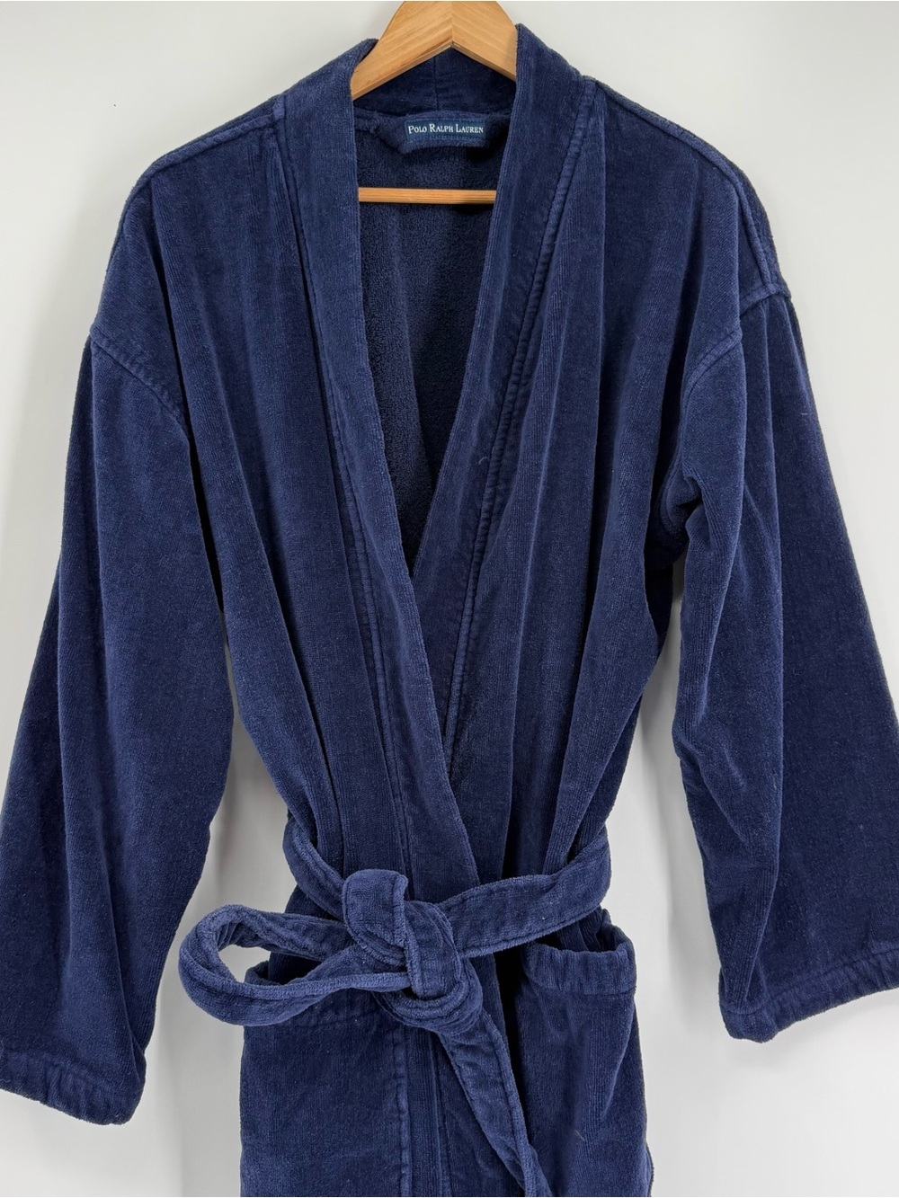 Polo Ralph Lauren Robe Mens Shawl Collar Terry  Loungewear Navy S/M